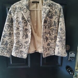 Elie Tahari Black and Cream Textured Blazer